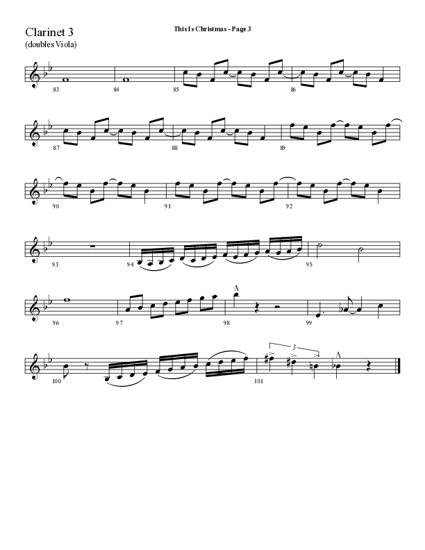 This Is Christmas with O Come All Ye Faithful (Choral Anthem SATB) Clarinet 3 (Lifeway Choral / Arr. Dave Williamson)