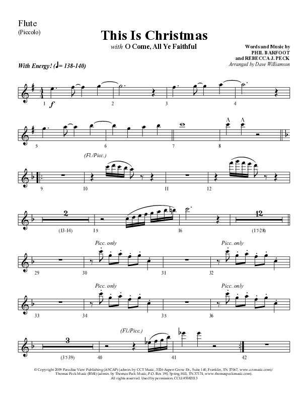 This Is Christmas with O Come All Ye Faithful (Choral Anthem SATB) Flute (Lifeway Choral / Arr. Dave Williamson)