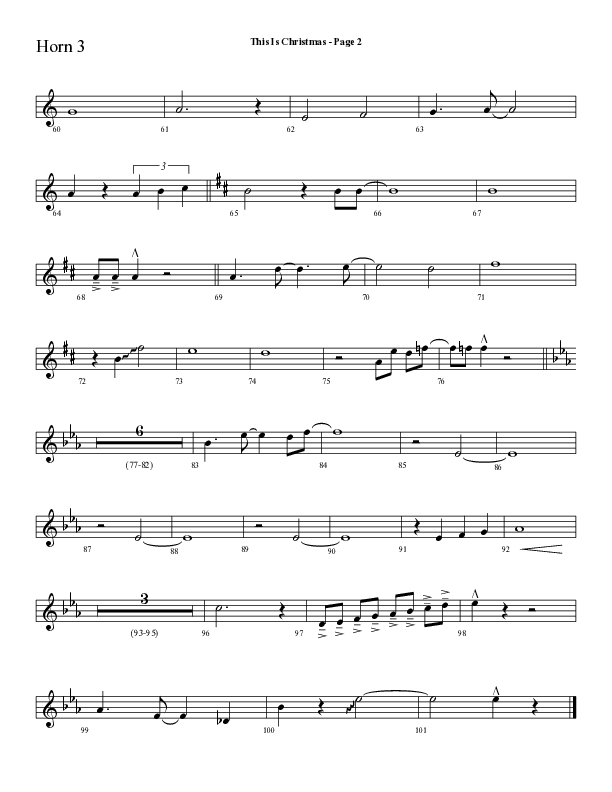 This Is Christmas with O Come All Ye Faithful (Choral Anthem SATB) French Horn 3 (Lifeway Choral / Arr. Dave Williamson)