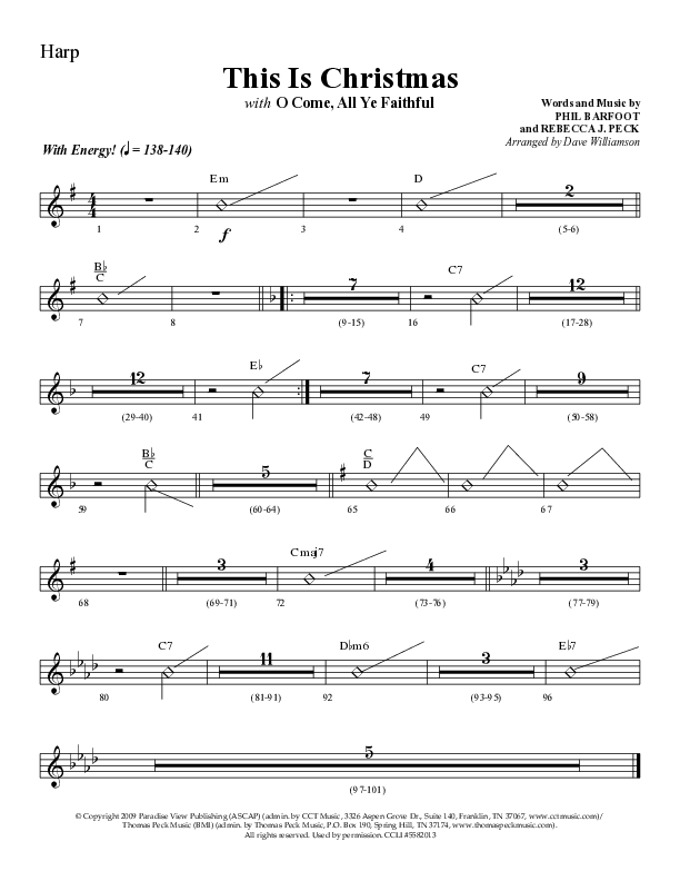 This Is Christmas with O Come All Ye Faithful (Choral Anthem SATB) Harp (Lifeway Choral / Arr. Dave Williamson)
