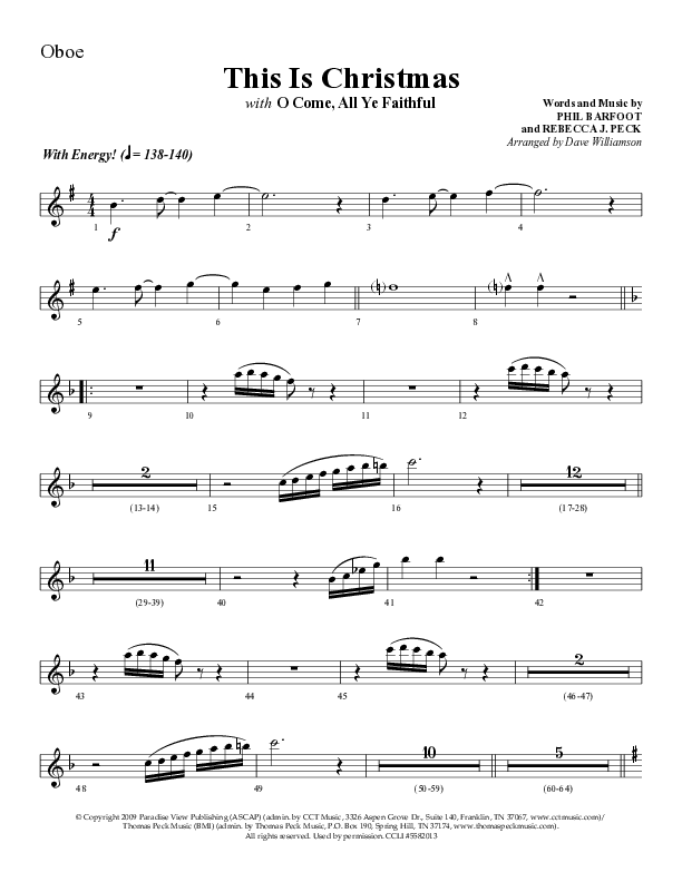 This Is Christmas with O Come All Ye Faithful (Choral Anthem SATB) Oboe (Lifeway Choral / Arr. Dave Williamson)