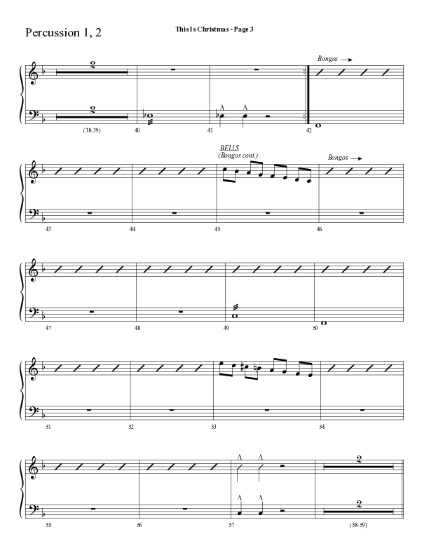 This Is Christmas with O Come All Ye Faithful (Choral Anthem SATB) Percussion 1/2 (Lifeway Choral / Arr. Dave Williamson)