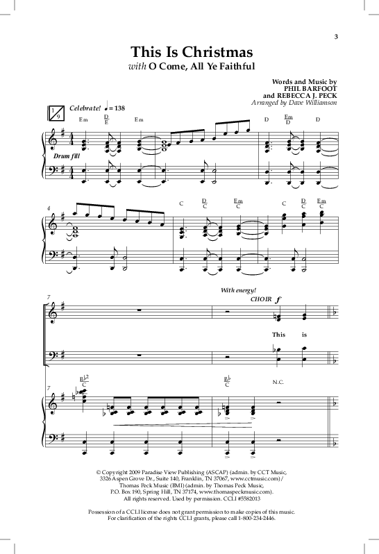 This Is Christmas with O Come All Ye Faithful (Choral Anthem SATB