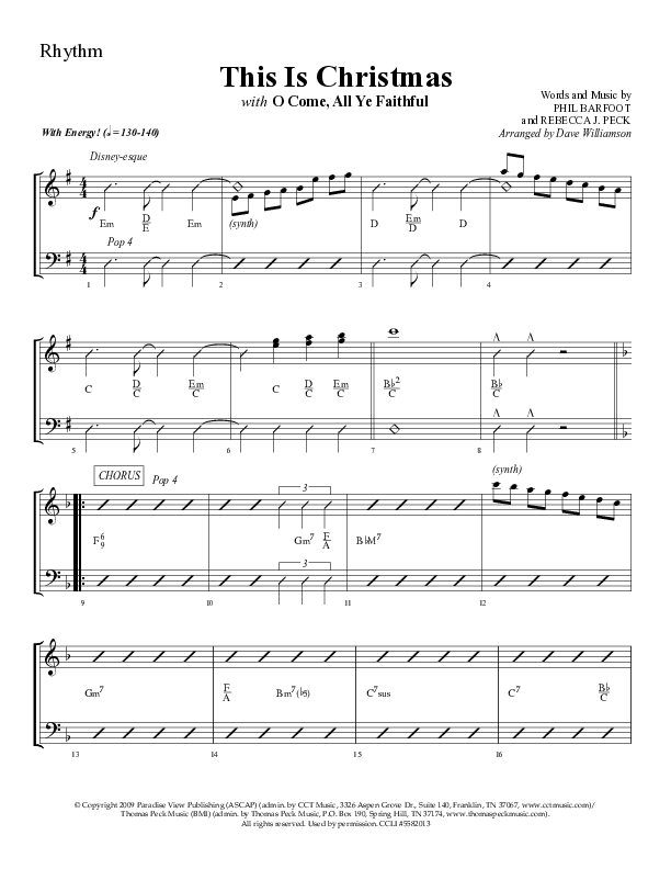 This Is Christmas with O Come All Ye Faithful (Choral Anthem SATB) Lead Melody & Rhythm (Lifeway Choral / Arr. Dave Williamson)