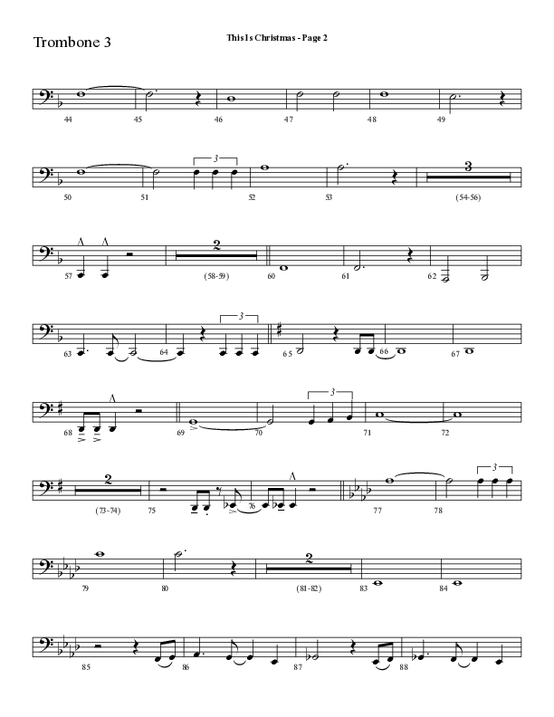 This Is Christmas with O Come All Ye Faithful (Choral Anthem SATB) Trombone 3 (Lifeway Choral / Arr. Dave Williamson)