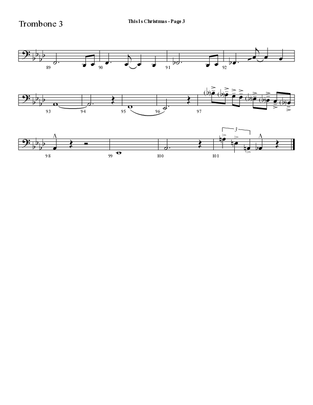 This Is Christmas with O Come All Ye Faithful (Choral Anthem SATB) Trombone 3 (Lifeway Choral / Arr. Dave Williamson)