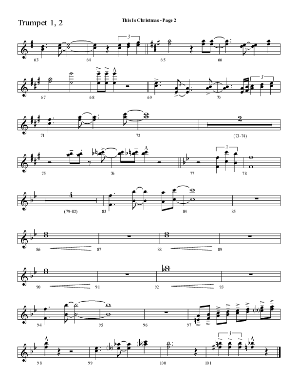 This Is Christmas with O Come All Ye Faithful (Choral Anthem SATB) Trumpet 1,2 (Lifeway Choral / Arr. Dave Williamson)