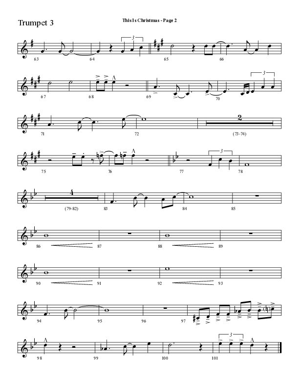 This Is Christmas with O Come All Ye Faithful (Choral Anthem SATB) Trumpet 3 (Lifeway Choral / Arr. Dave Williamson)
