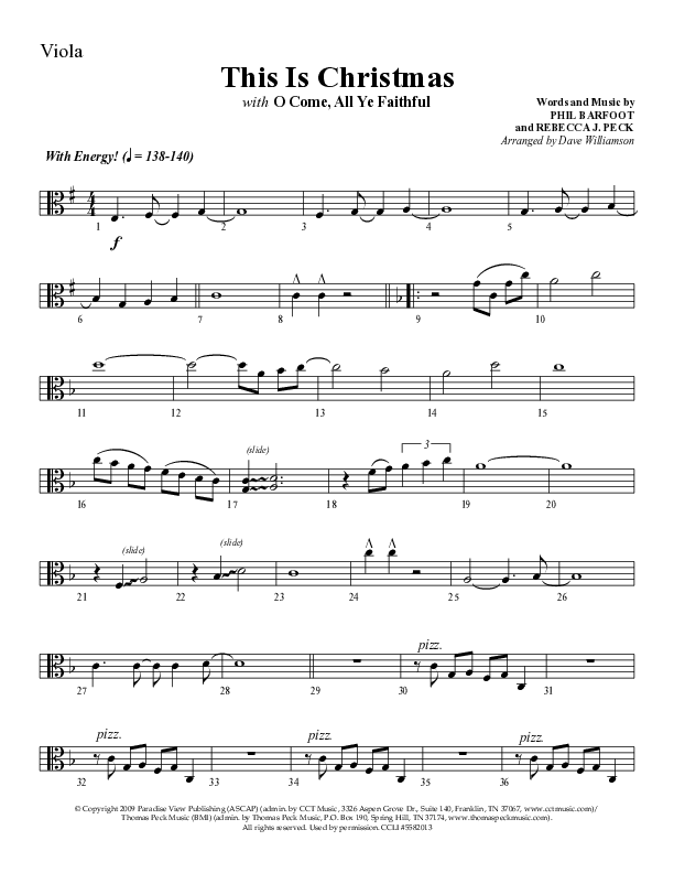 This Is Christmas with O Come All Ye Faithful (Choral Anthem SATB) Viola (Lifeway Choral / Arr. Dave Williamson)
