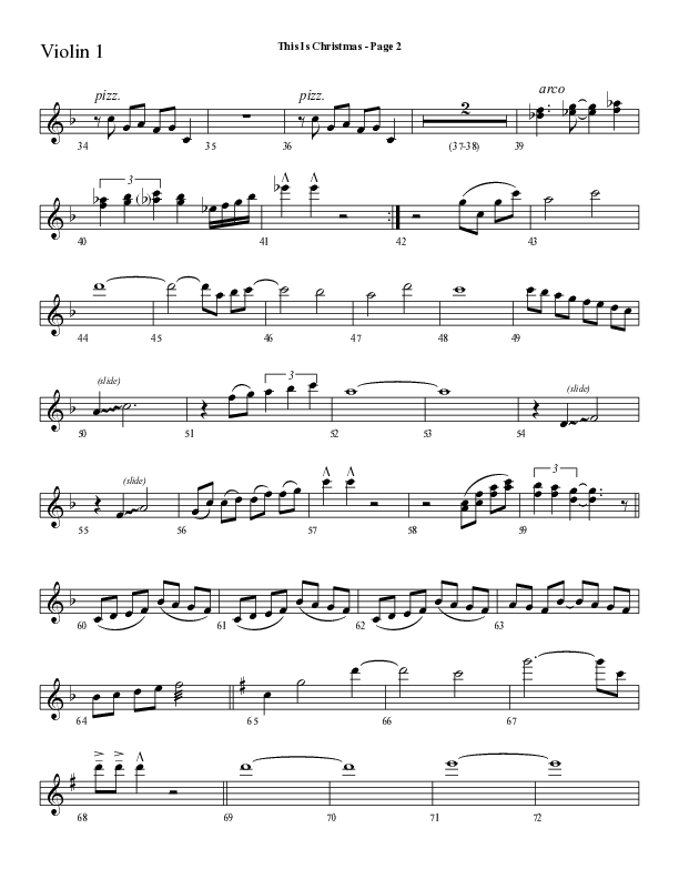 This Is Christmas with O Come All Ye Faithful (Choral Anthem SATB) Violin 1 (Lifeway Choral / Arr. Dave Williamson)