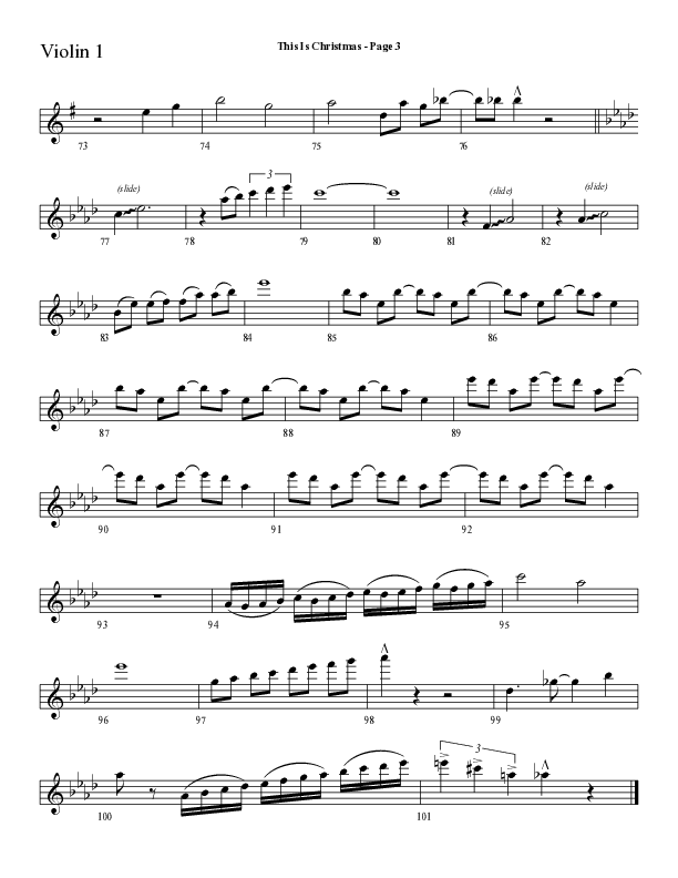 This Is Christmas with O Come All Ye Faithful (Choral Anthem SATB) Violin 1 (Lifeway Choral / Arr. Dave Williamson)