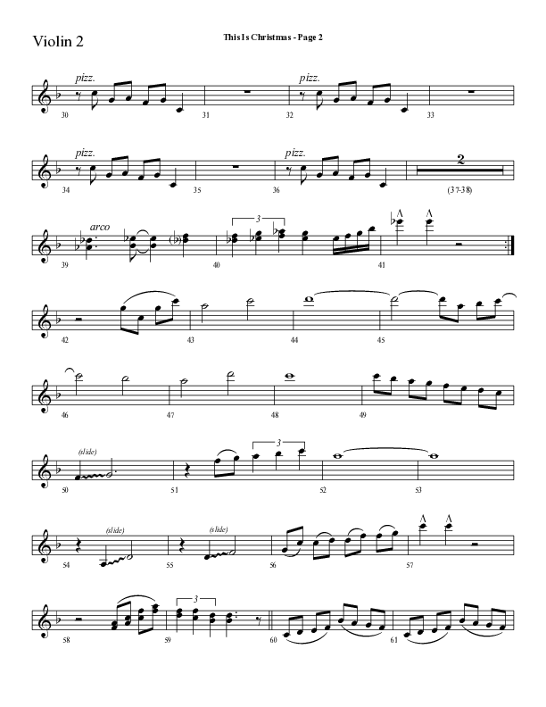 This Is Christmas with O Come All Ye Faithful (Choral Anthem SATB) Violin 2 (Lifeway Choral / Arr. Dave Williamson)