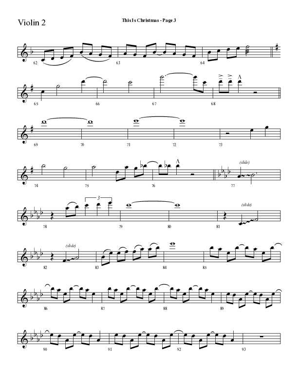 This Is Christmas with O Come All Ye Faithful (Choral Anthem SATB) Violin 2 (Lifeway Choral / Arr. Dave Williamson)