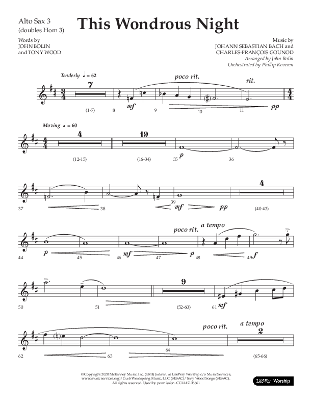 This Wondrous Night (Choral Anthem SATB) Alto Sax (Lifeway Choral / Arr. John Bolin)