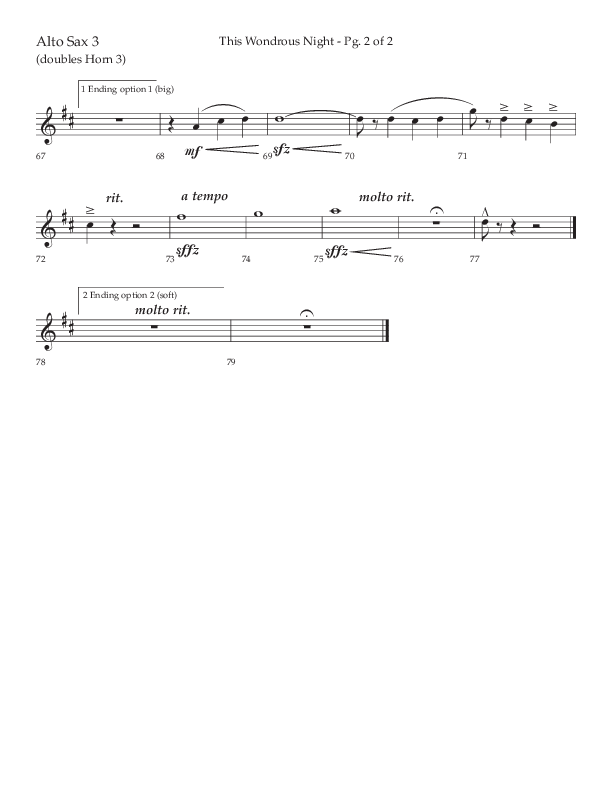 This Wondrous Night (Choral Anthem SATB) Alto Sax (Lifeway Choral / Arr. John Bolin)