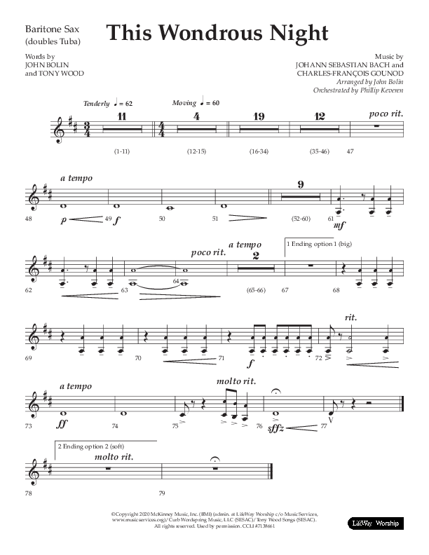 This Wondrous Night (Choral Anthem SATB) Bari Sax (Lifeway Choral / Arr. John Bolin)