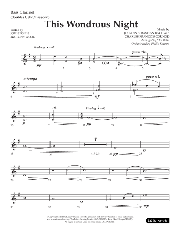 This Wondrous Night (Choral Anthem SATB) Bass Clarinet (Lifeway Choral / Arr. John Bolin)