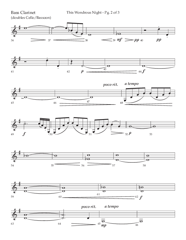 This Wondrous Night (Choral Anthem SATB) Bass Clarinet (Lifeway Choral / Arr. John Bolin)