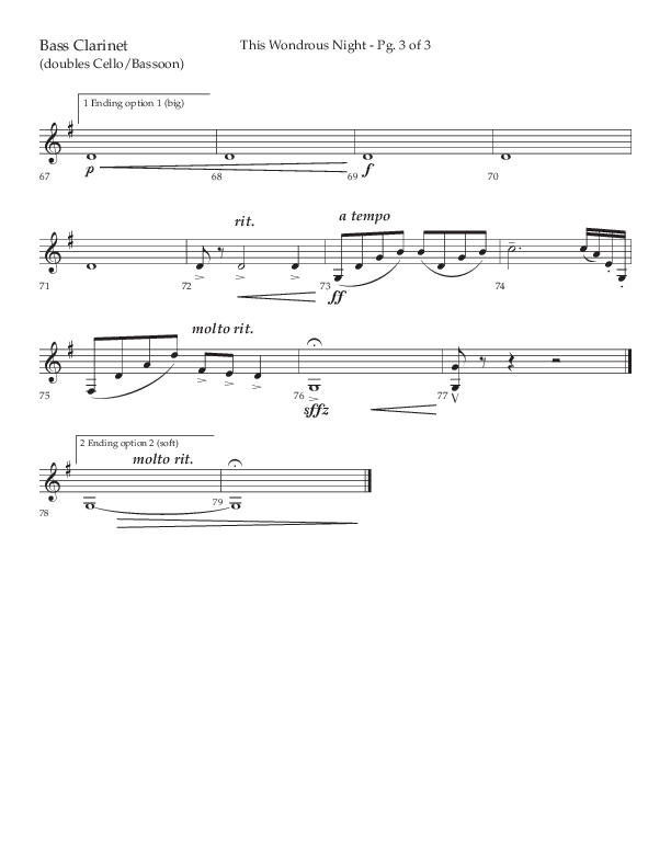 This Wondrous Night (Choral Anthem SATB) Bass Clarinet (Lifeway Choral / Arr. John Bolin)