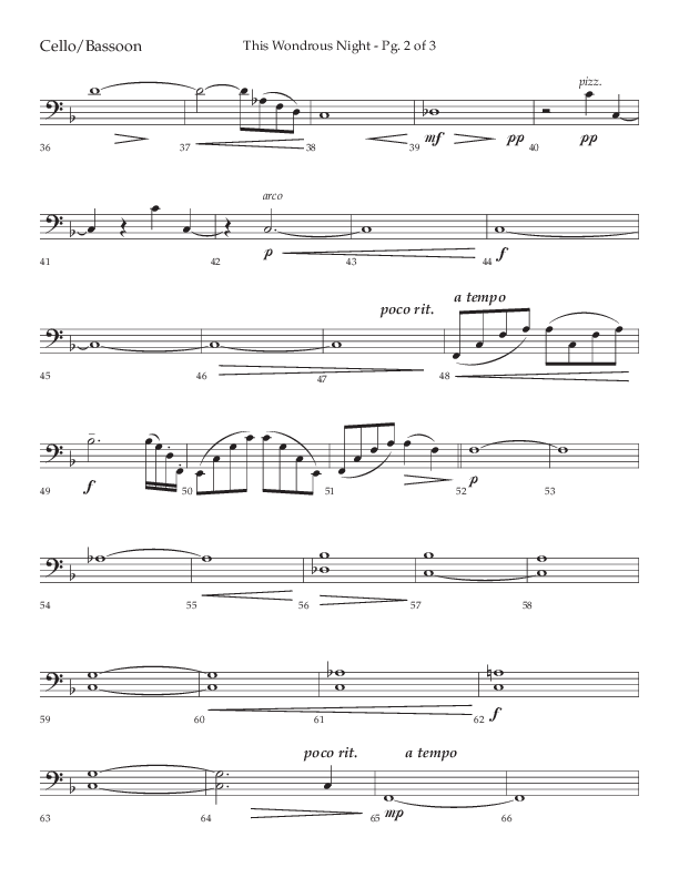 This Wondrous Night (Choral Anthem SATB) Cello (Lifeway Choral / Arr. John Bolin)