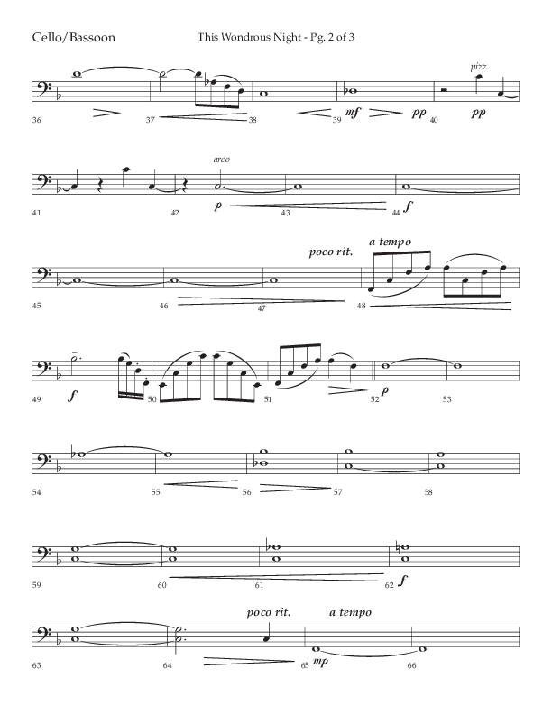 This Wondrous Night (Choral Anthem SATB) Cello (Lifeway Choral / Arr. John Bolin)