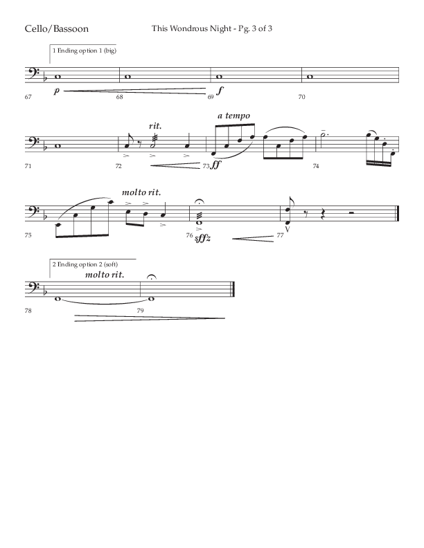 This Wondrous Night (Choral Anthem SATB) Cello (Lifeway Choral / Arr. John Bolin)
