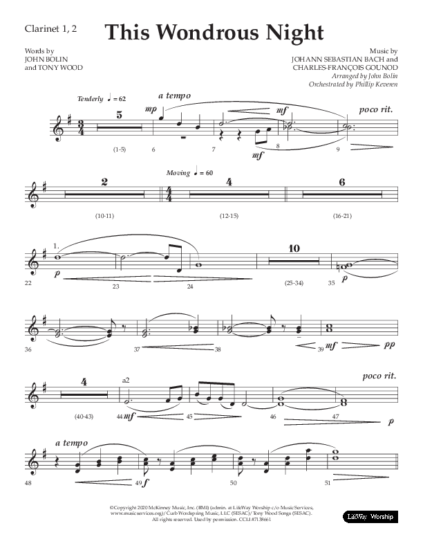 This Wondrous Night (Choral Anthem SATB) Clarinet 1/2 (Lifeway Choral / Arr. John Bolin)