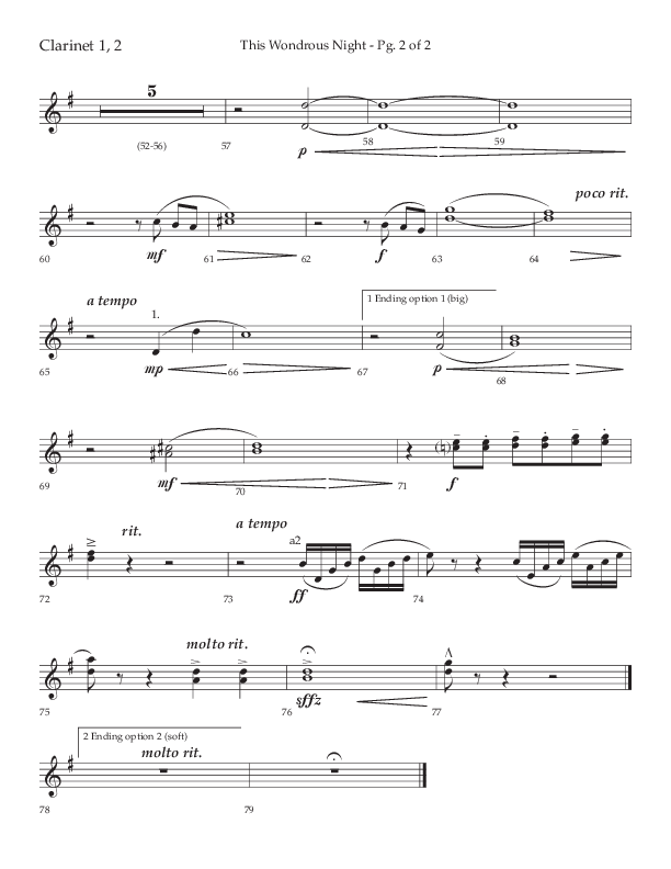 This Wondrous Night (Choral Anthem SATB) Clarinet 1/2 (Lifeway Choral / Arr. John Bolin)