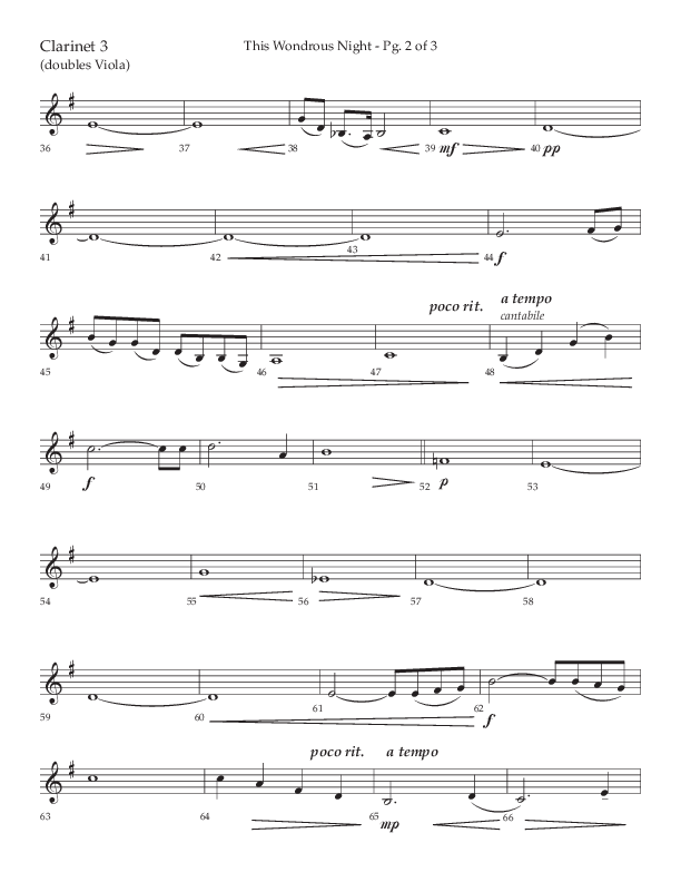 This Wondrous Night (Choral Anthem SATB) Clarinet 3 (Lifeway Choral / Arr. John Bolin)