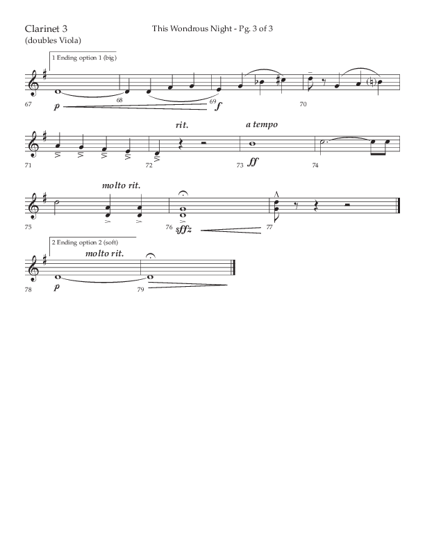 This Wondrous Night (Choral Anthem SATB) Clarinet 3 (Lifeway Choral / Arr. John Bolin)