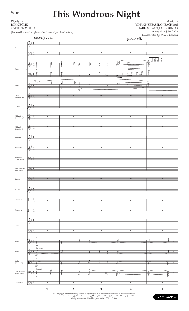 This Wondrous Night (Choral Anthem SATB) Orchestration (Lifeway Choral / Arr. John Bolin)