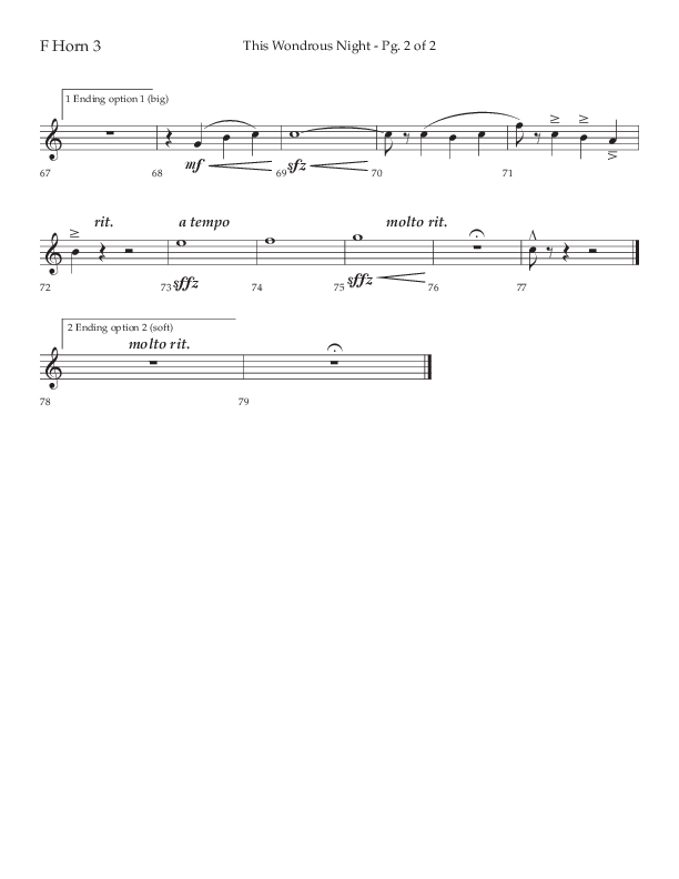 This Wondrous Night (Choral Anthem SATB) French Horn 3 (Lifeway Choral / Arr. John Bolin)