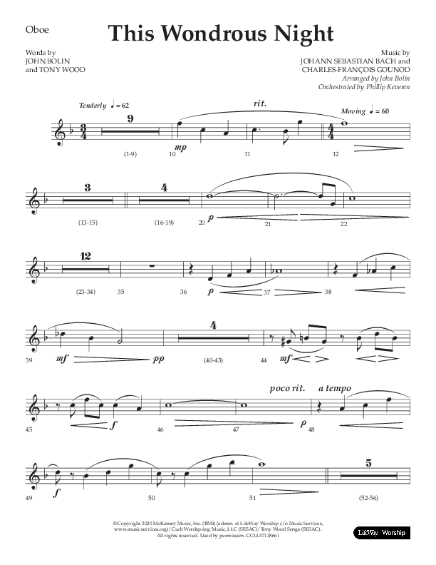 This Wondrous Night (Choral Anthem SATB) Oboe (Lifeway Choral / Arr. John Bolin)