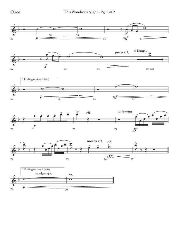 This Wondrous Night (Choral Anthem SATB) Oboe (Lifeway Choral / Arr. John Bolin)