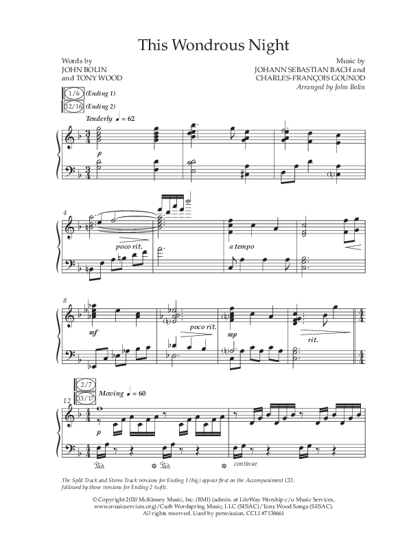 This Wondrous Night (Choral Anthem SATB) Anthem (SATB/Piano) (Lifeway Choral / Arr. John Bolin)