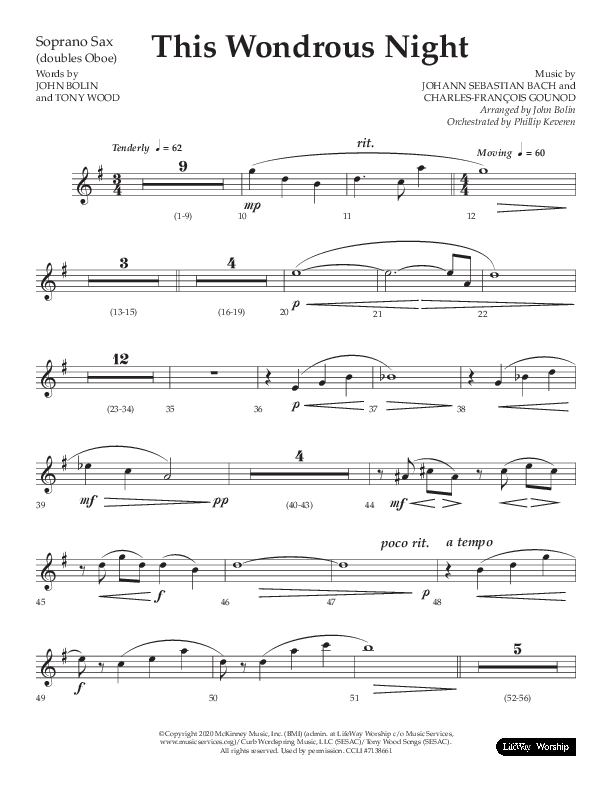 This Wondrous Night (Choral Anthem SATB) Soprano Sax (Lifeway Choral / Arr. John Bolin)