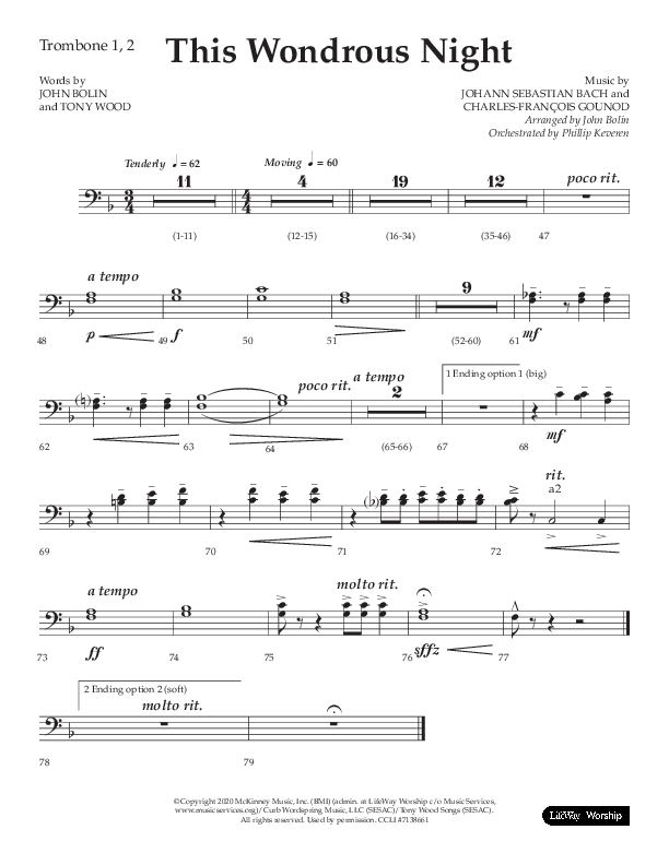 This Wondrous Night (Choral Anthem SATB) Trombone 1/2 (Lifeway Choral / Arr. John Bolin)