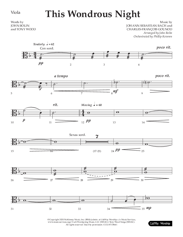 This Wondrous Night (Choral Anthem SATB) Viola (Lifeway Choral / Arr. John Bolin)