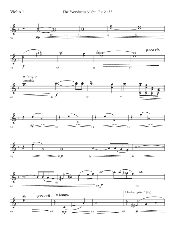 This Wondrous Night (Choral Anthem SATB) Violin 1 (Lifeway Choral / Arr. John Bolin)