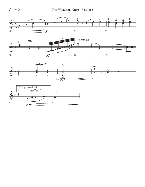 This Wondrous Night (Choral Anthem SATB) Violin 2 (Lifeway Choral / Arr. John Bolin)