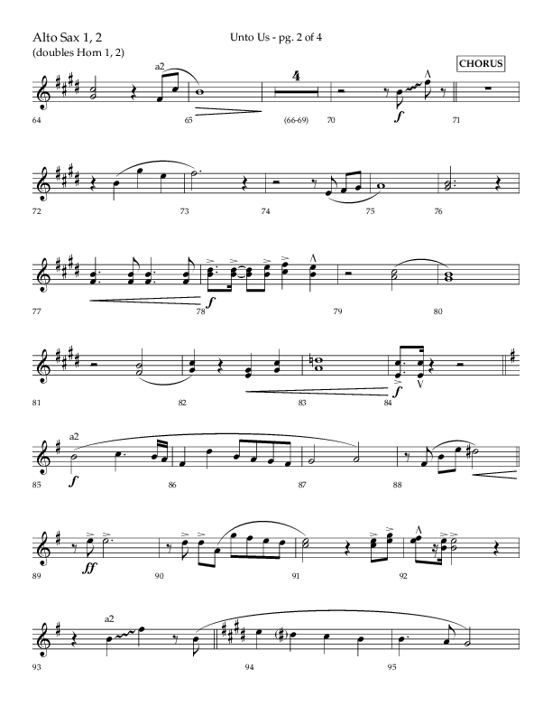 Unto Us (Choral Anthem SATB) Alto Sax 1/2 (Lifeway Choral / Arr. Daniel Semsen)