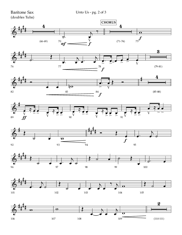 Unto Us (Choral Anthem SATB) Bari Sax (Lifeway Choral / Arr. Daniel Semsen)