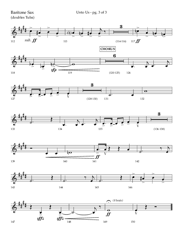 Unto Us (Choral Anthem SATB) Bari Sax (Lifeway Choral / Arr. Daniel Semsen)