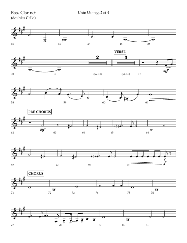 Unto Us (Choral Anthem SATB) Bass Clarinet (Lifeway Choral / Arr. Daniel Semsen)
