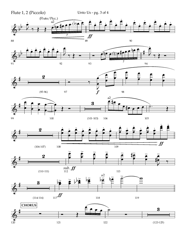 Unto Us (Choral Anthem SATB) Flute 1/2 (Lifeway Choral / Arr. Daniel Semsen)