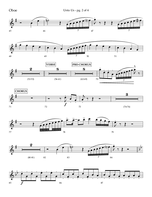 Unto Us (Choral Anthem SATB) Oboe (Lifeway Choral / Arr. Daniel Semsen)