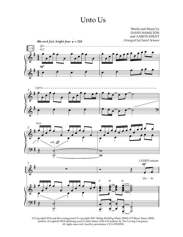 Unto Us (Choral Anthem SATB) Anthem (SATB/Piano) (Lifeway Choral / Arr. Daniel Semsen)
