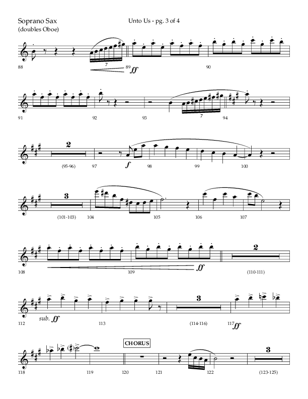 Unto Us (Choral Anthem SATB) Soprano Sax (Lifeway Choral / Arr. Daniel Semsen)