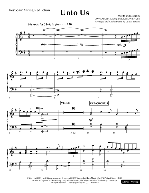 Unto Us (Choral Anthem SATB) String Reduction (Lifeway Choral / Arr. Daniel Semsen)