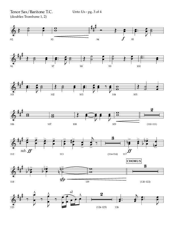 Unto Us (Choral Anthem SATB) Tenor Sax/Baritone T.C. (Lifeway Choral / Arr. Daniel Semsen)